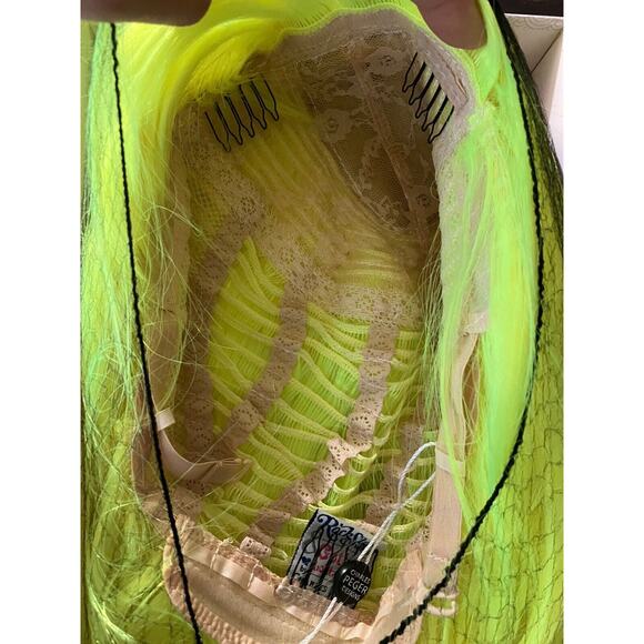 Neon Green Bob Wig Glow In The Dark Absinthe ROCKSTAR WIGS Heat Safe Adjustable - Picture 4 of 5